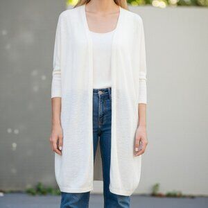 Lafayette 148 Ivory Silk Blend Duster Cardigan